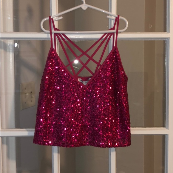 hot pink sequin top